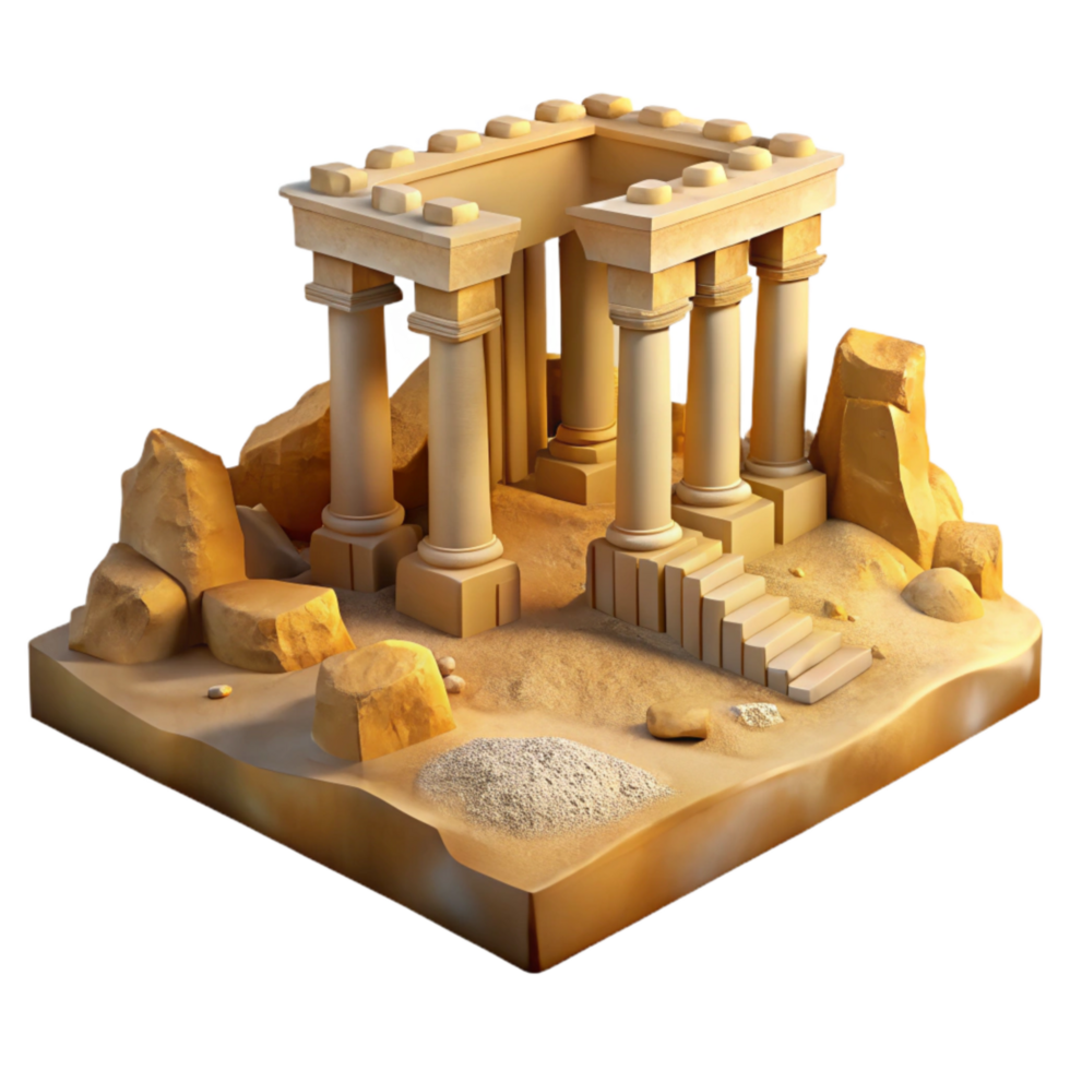 beautiful abstract Ancient Ruins in Golden Valley with Soft Light Isolated professional png