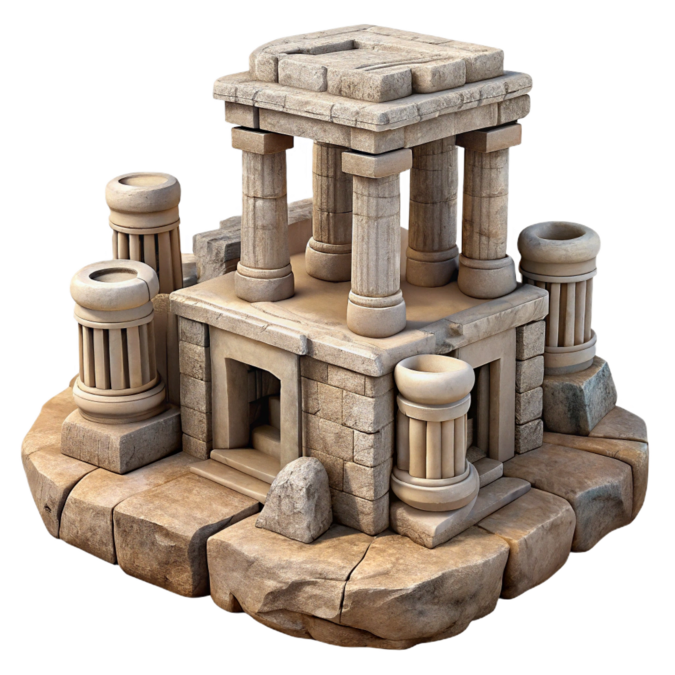 vibrant abstract Ancient Sky City Isolated with Weathered Stone detailed png