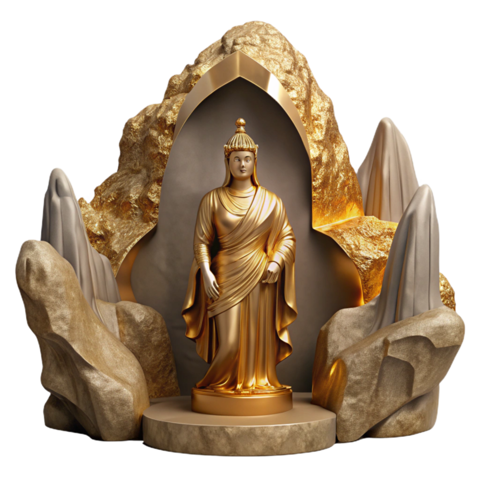 extraordinary rustic Ancient Statue in Gilded Valley Cutout Weathered Appearance exclusive png