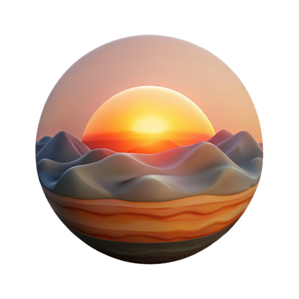 beautiful minimalist Ancient Valley Sunset Transparent Background Gradient detailed png
