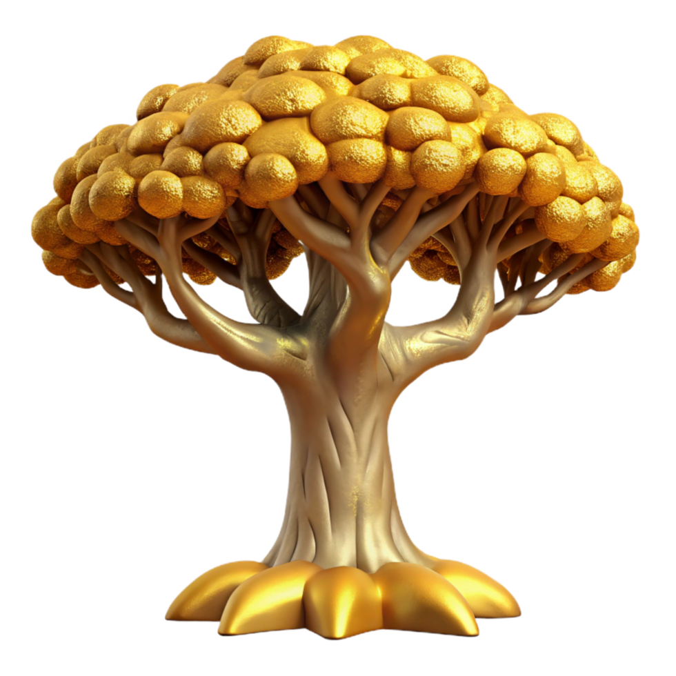 serene artistic Ancient Tree in Gilded Valley Transparent Background high resolution png