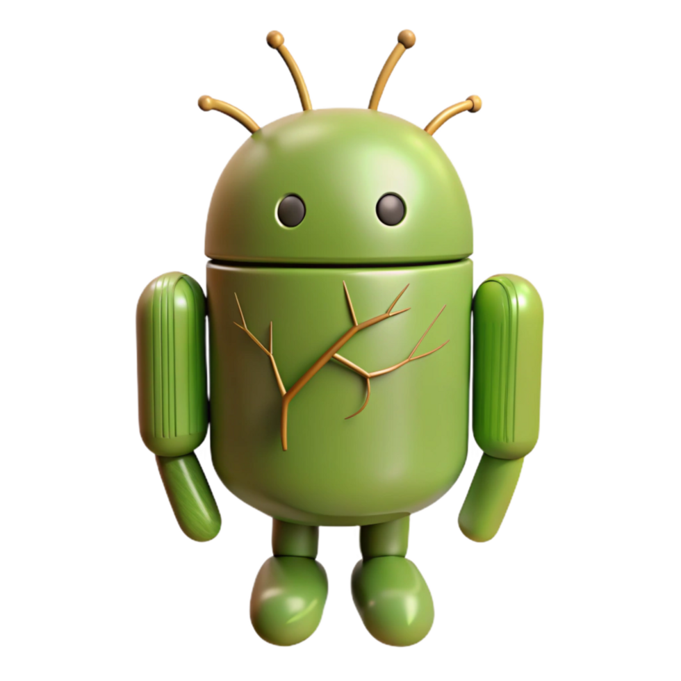 vibrant rustic Android with Branching Roots Isolated premium png