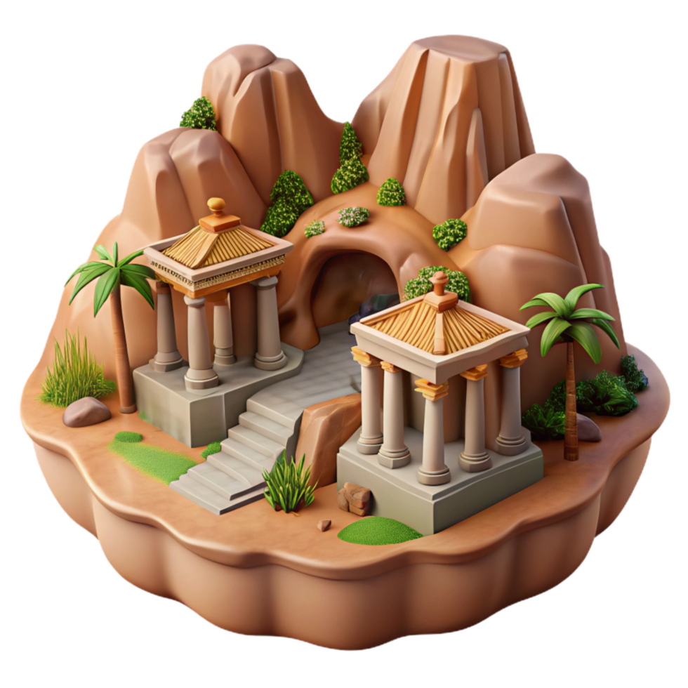 serene modern Ancient Valley Illustration Cutout Front View genuine png