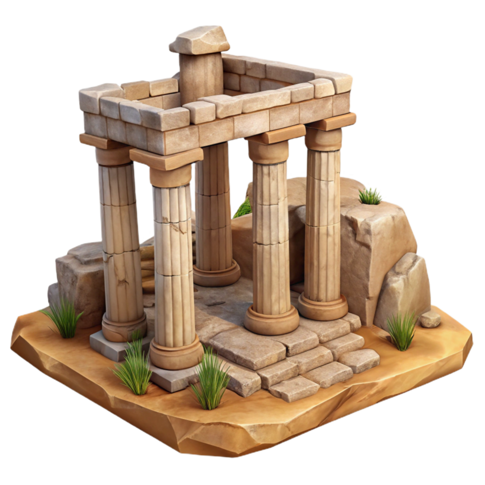 dramatic abstract Ancient Valley Ruins with Transparent Background authentic png