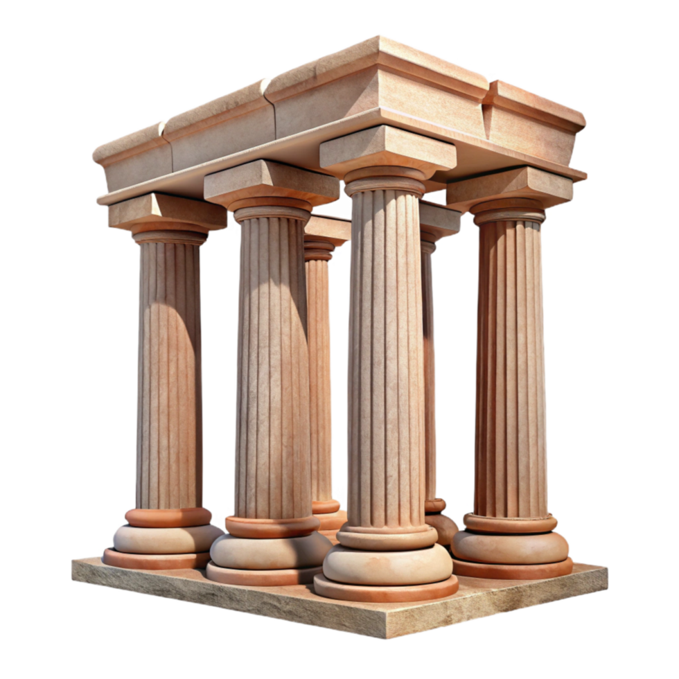 extraordinary minimalist Ancient Valley Temple Columns Isolated on Transparent Background original png
