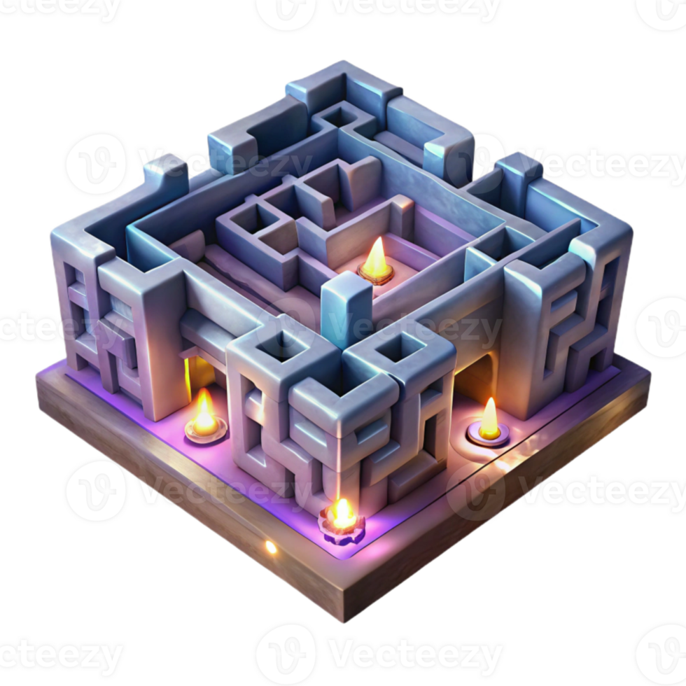magnificent creative Angular Luminari Maze Isolated with Green Glow original png