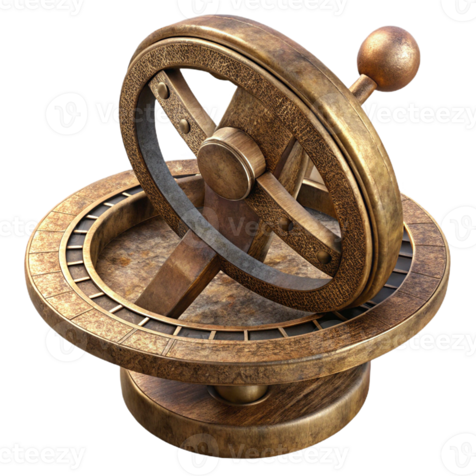 elegant creative Antique Astrolabe Side View Cutout Transparent Background detailed png