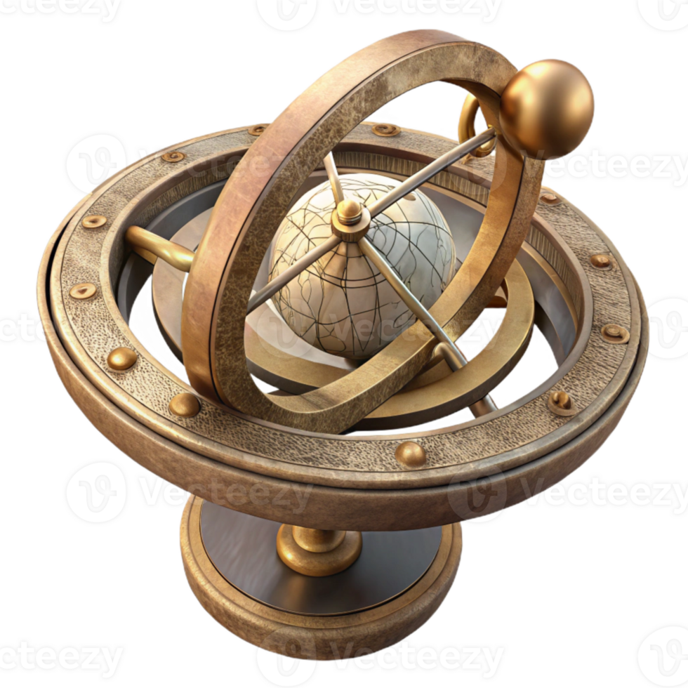 magnificent abstract Antique Astrolabe Side View Cutout Transparent Background original png