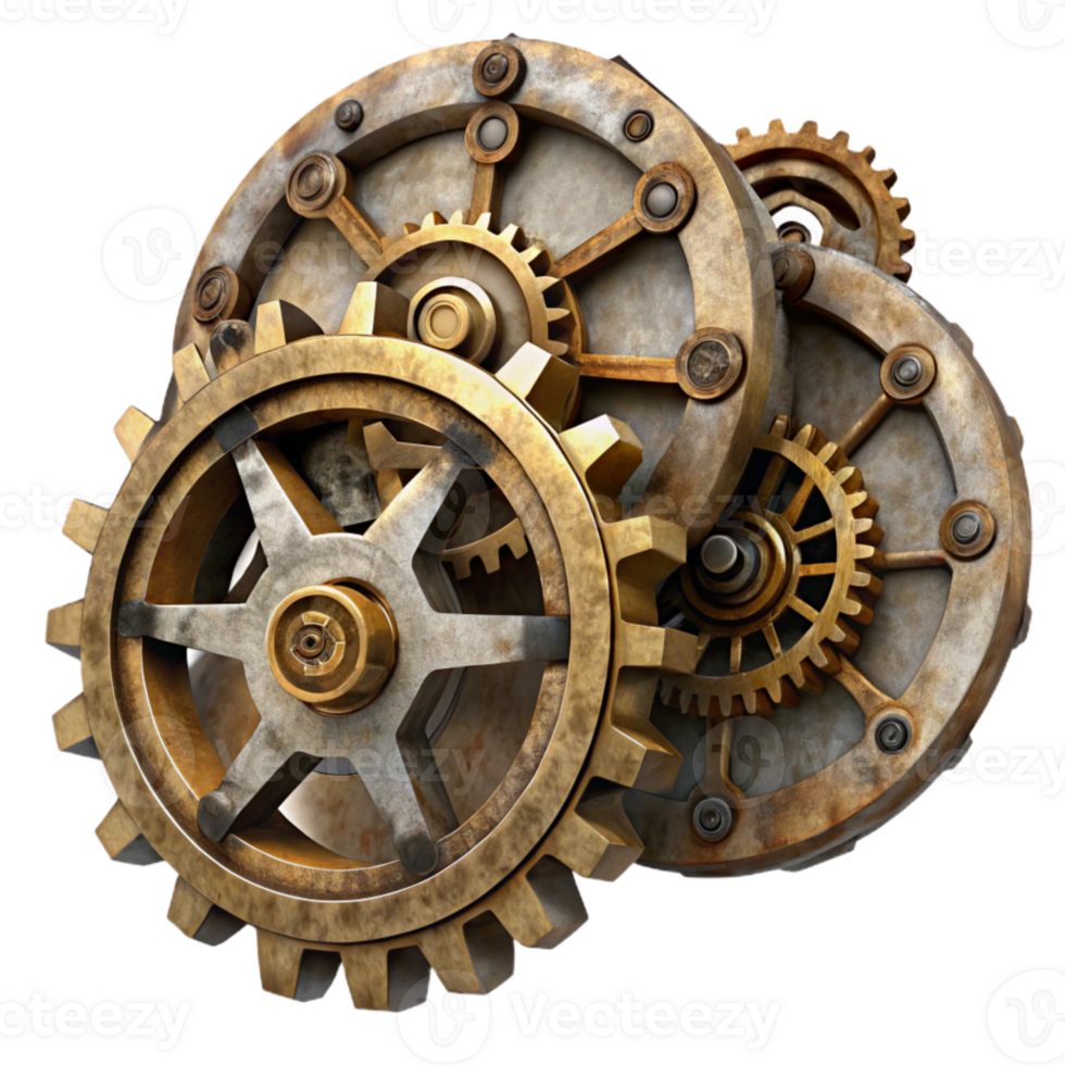 elegant modern Antique Clockwork Fragments Transparent Background Side View original png