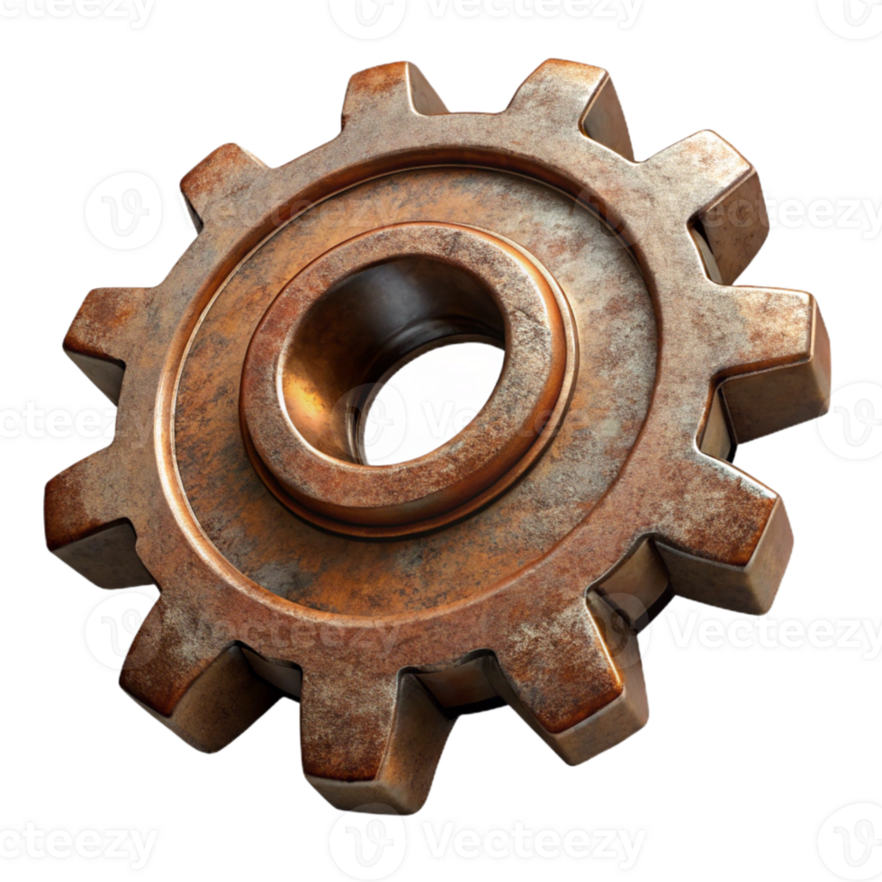 impressive abstract Antique Clockwork Sprocket Isolated with Vintage Patina png
