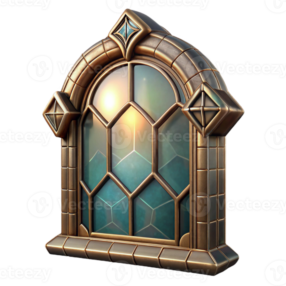 impressive artistic Antique Stained Glass Frame Transparent Background professional png