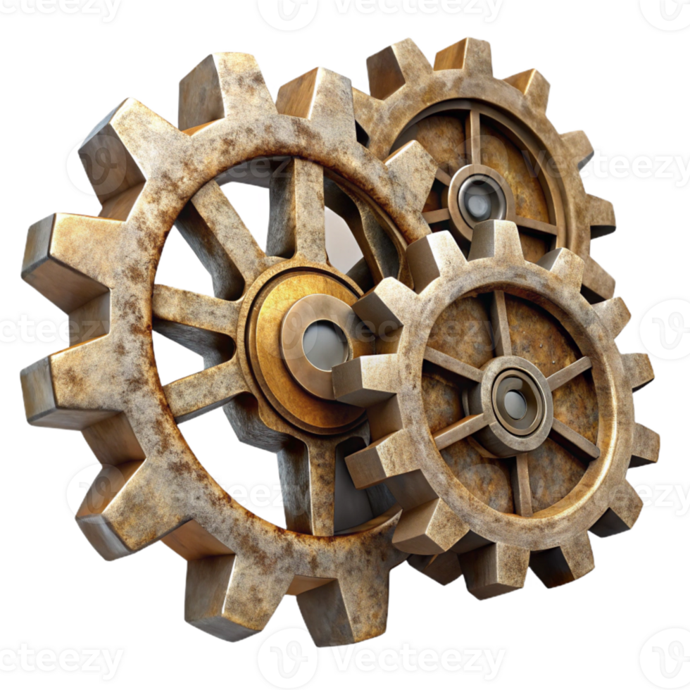 dramatic artistic Antique Clockwork Fragments Transparent Background Side View detailed png