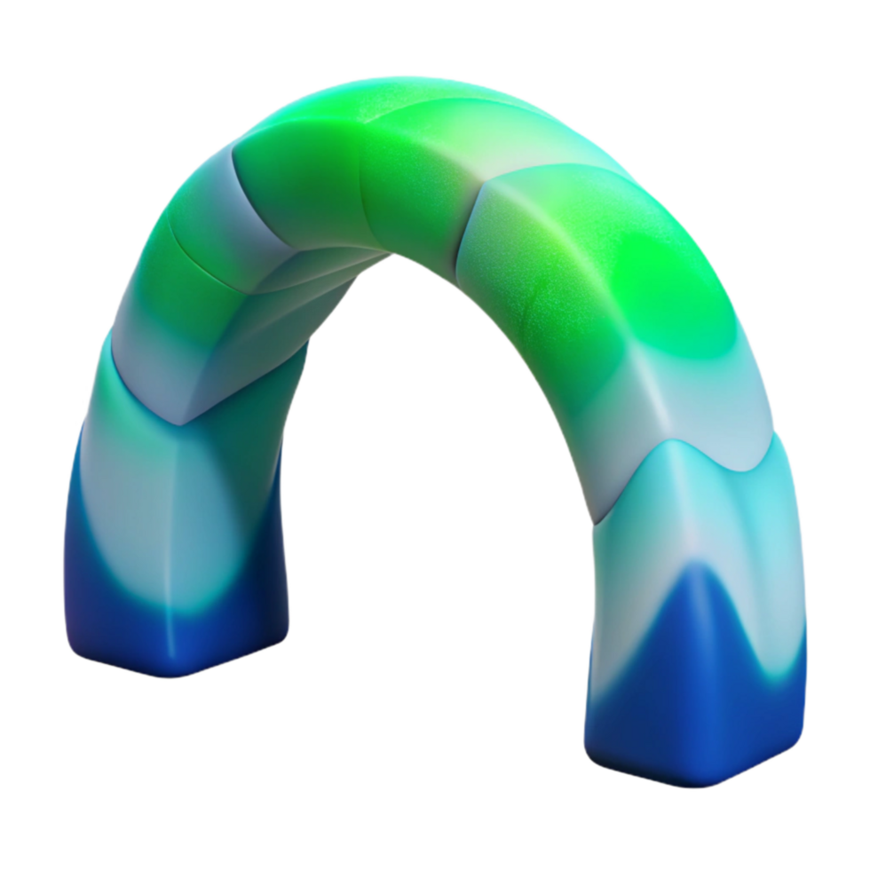 impressive contemporary Arctic Aurora Arch Transparent Background Blue Green Gradient authentic png