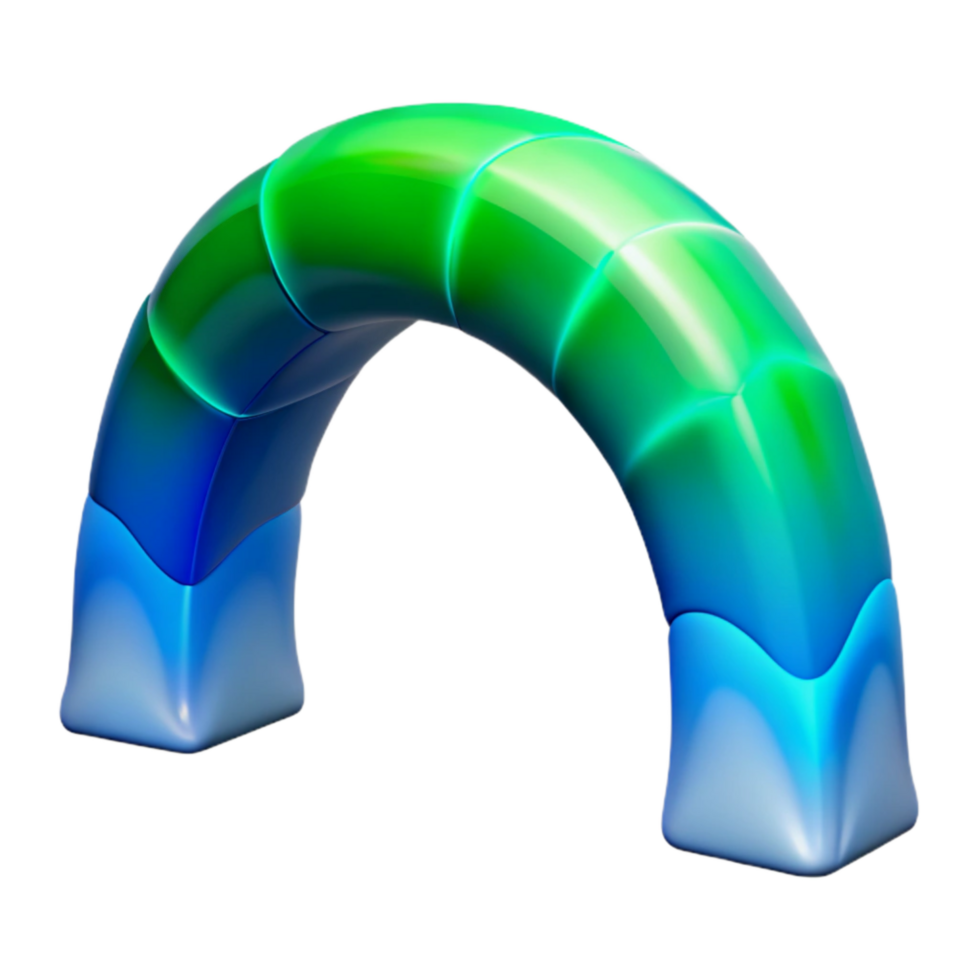 wonderful creative Arctic Aurora Arch Transparent Background Blue Green Gradient png