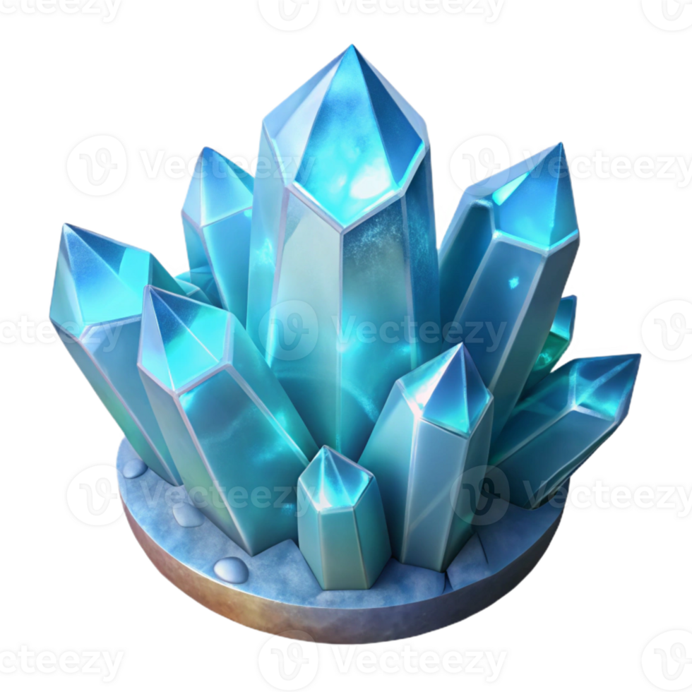 dramatic abstract Arctic Crystal Cluster Cutout Glowing Effect Transparent Background premium png