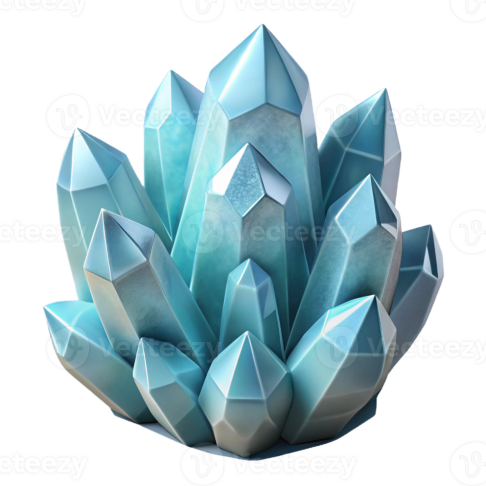 serene modern Arctic Crystal Cluster Cutout Glowing Effect Transparent Background high resolution png