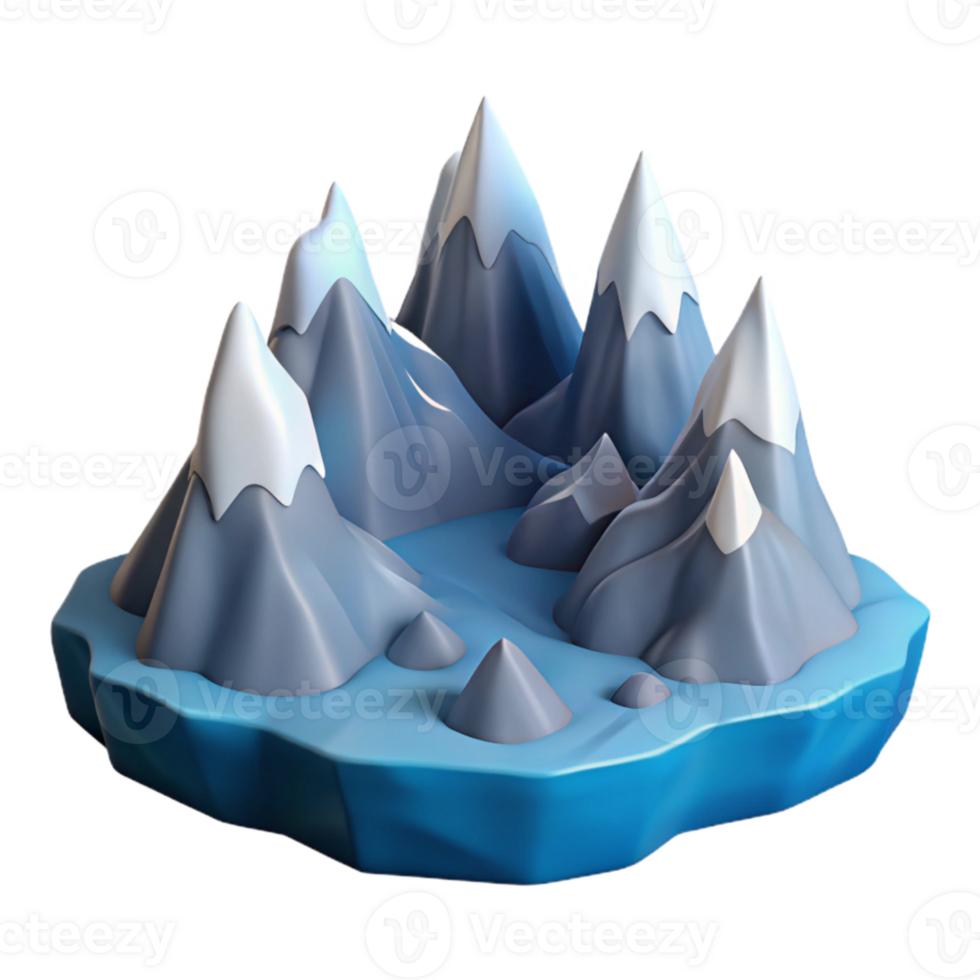 wonderful rustic Arctic Fjord Mountain Range Isolated with Snow Detail genuine png