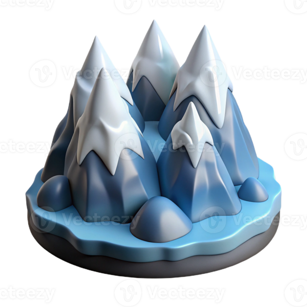 vibrant minimalist Arctic Fjord Mountain Range Isolated with Snow Detail genuine png