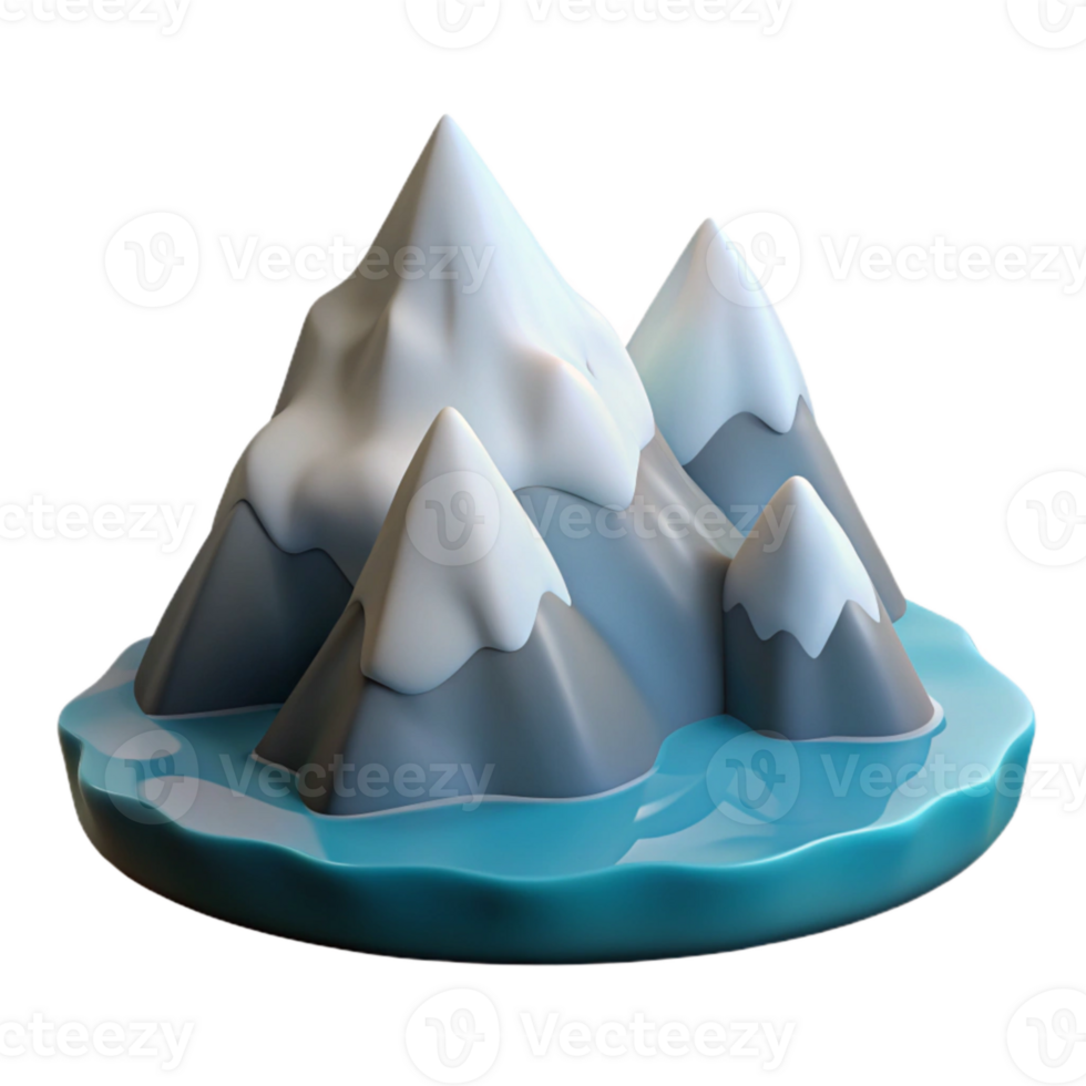 impressive abstract Arctic Fjord Mountains Cutout on Transparent Background with Snow Caps original png