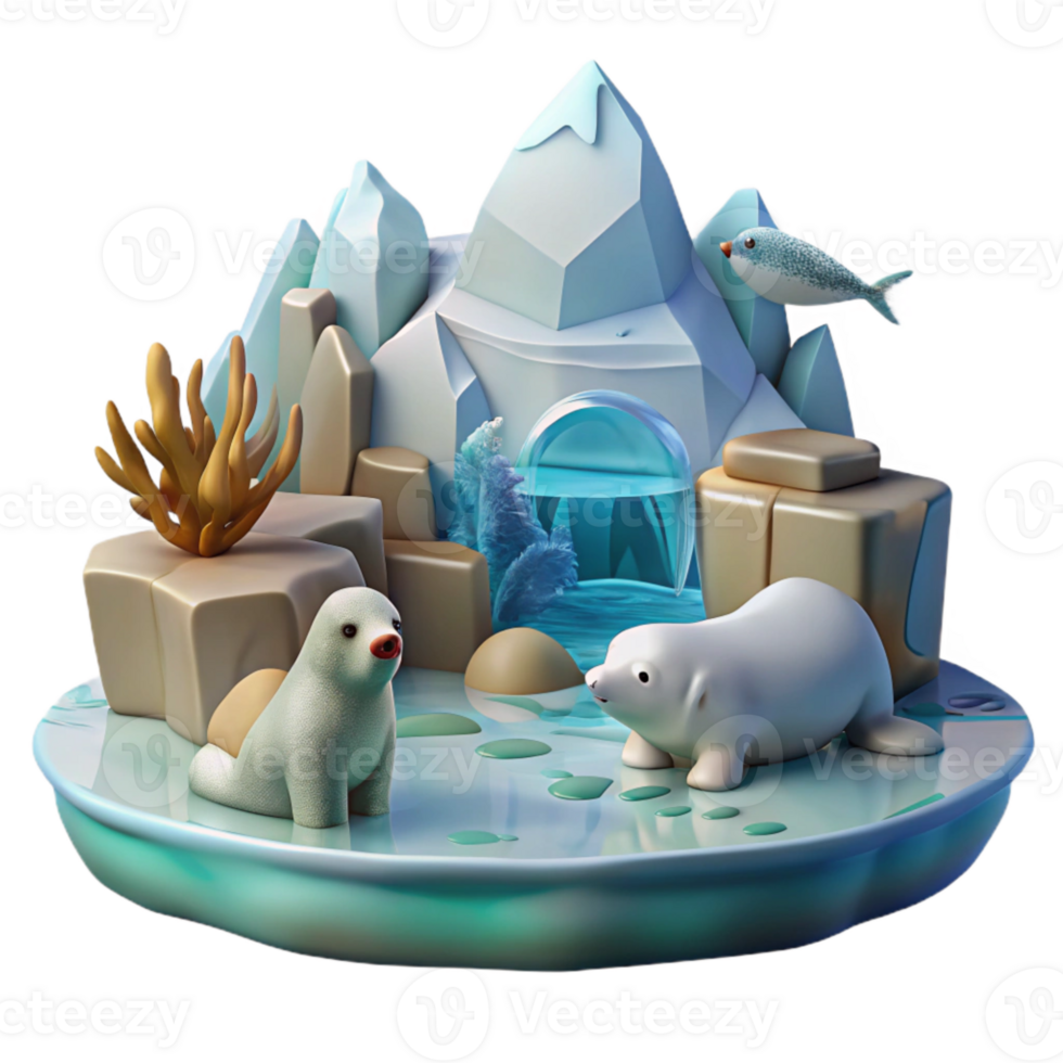 vibrant abstract Arctic Fjord Wildlife Scene Transparent Element authentic png