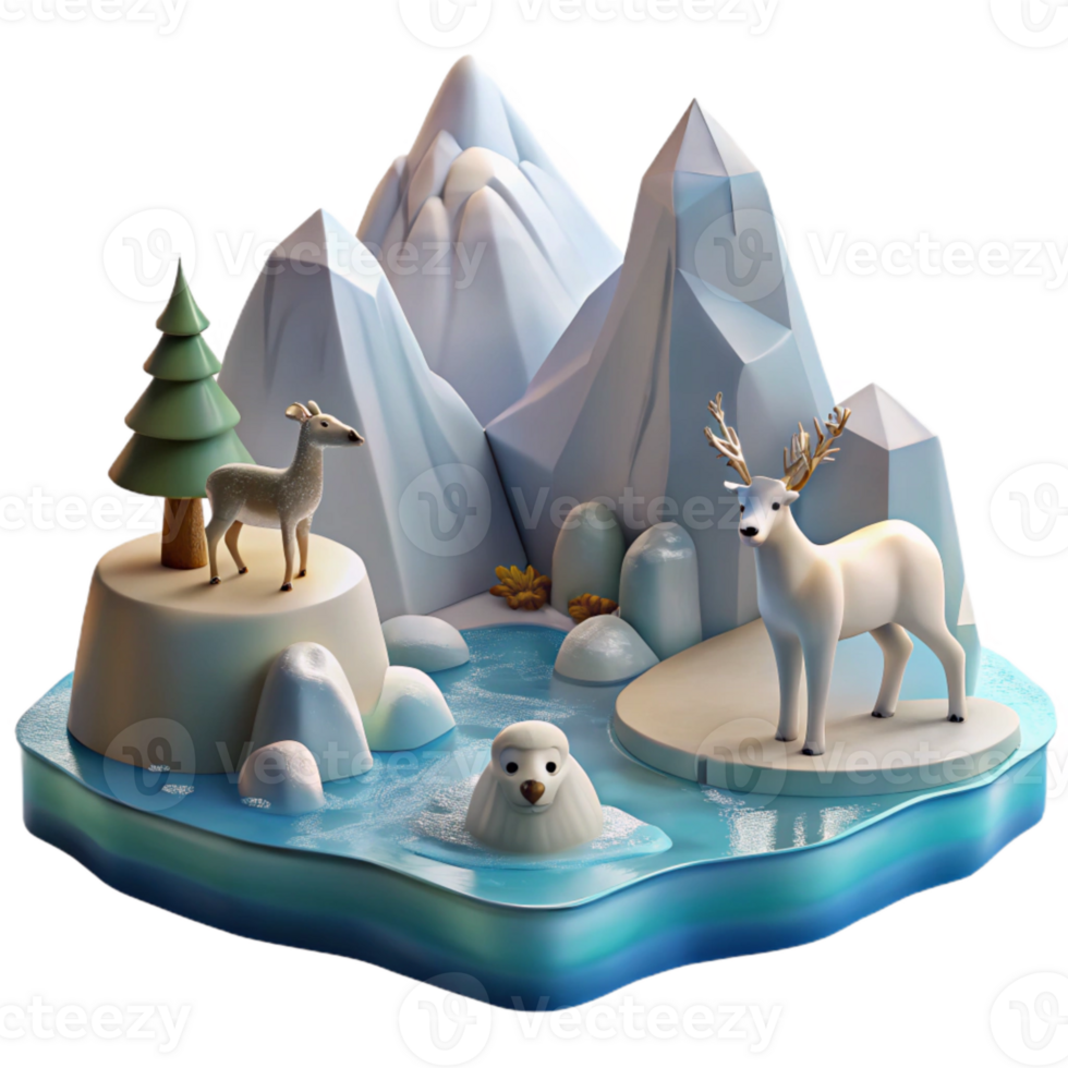 magnificent minimalist Arctic Fjord Wildlife Scene Transparent Element genuine png