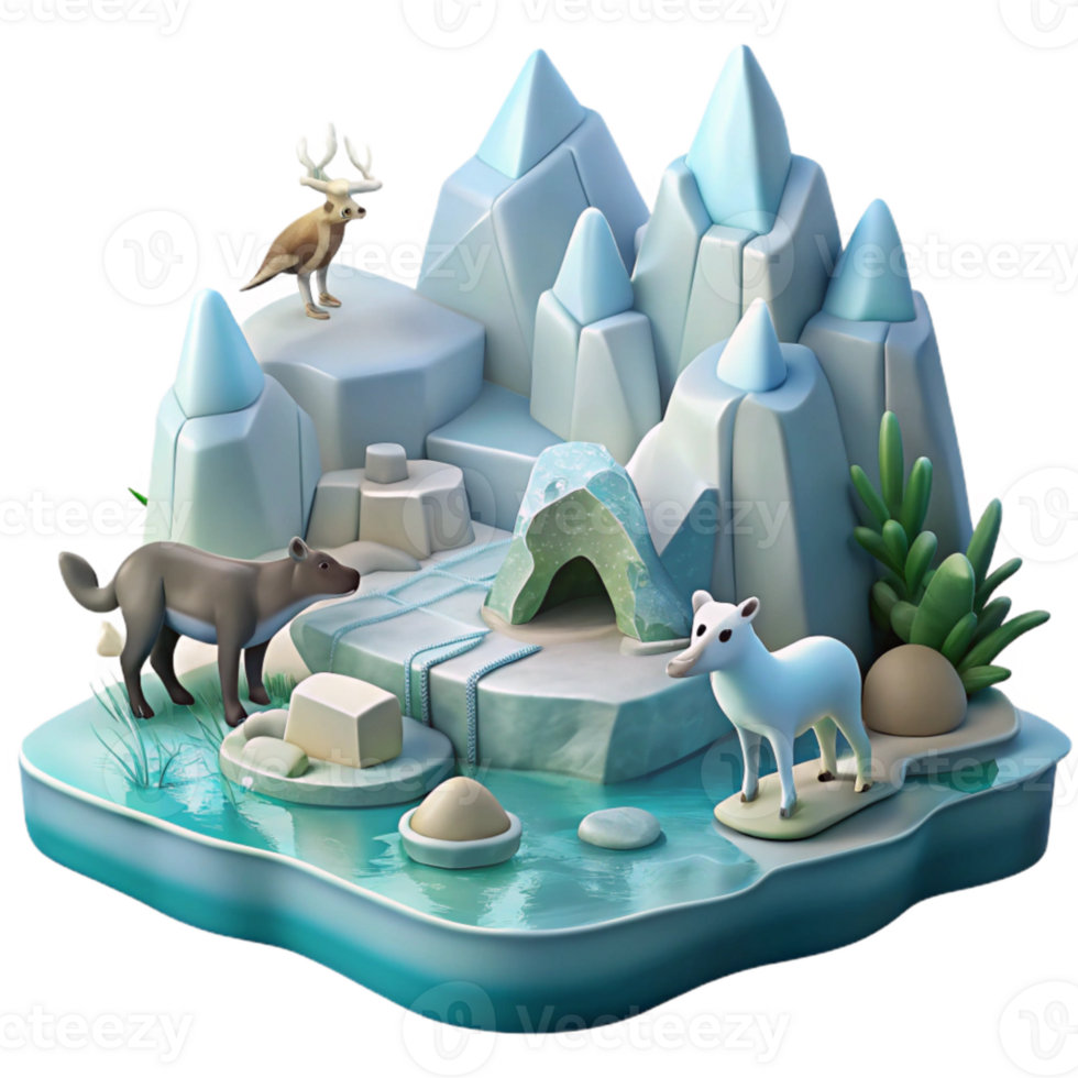 vibrant classic Arctic Fjord Wildlife Scene Transparent Element authentic png