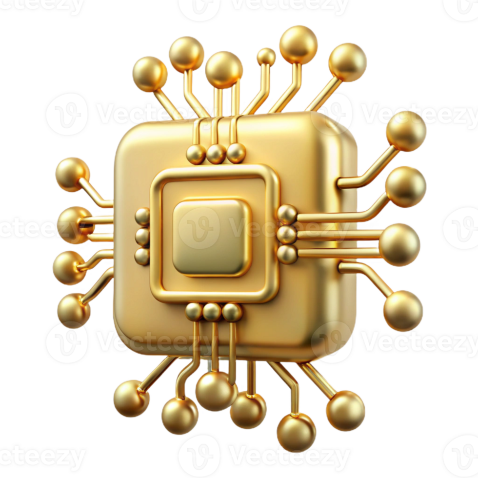 dramatic classic Artificial Intelligence Circuitry Gold Isolated original png