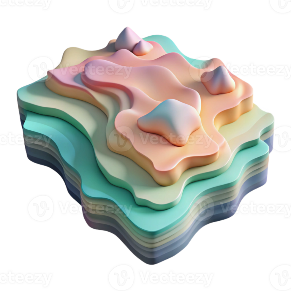 magnificent modern Artistic Topographic Interpretation Cutout Pastel Palette detailed png