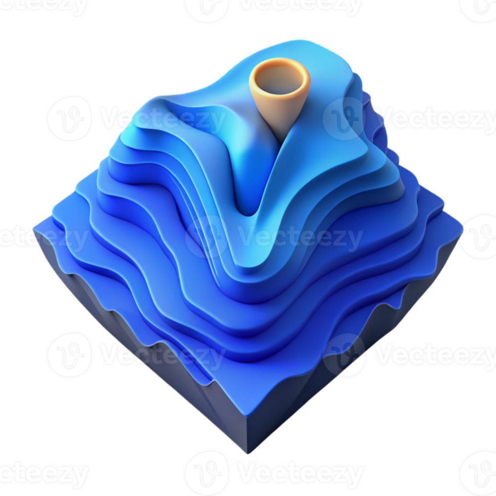 beautiful contemporary Artistic Topographic Landscape Cutout with Blue Gradient professional png