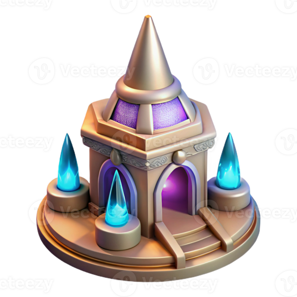 vibrant contemporary Astral Spire Cutout Illuminated Architecture Transparent Background png