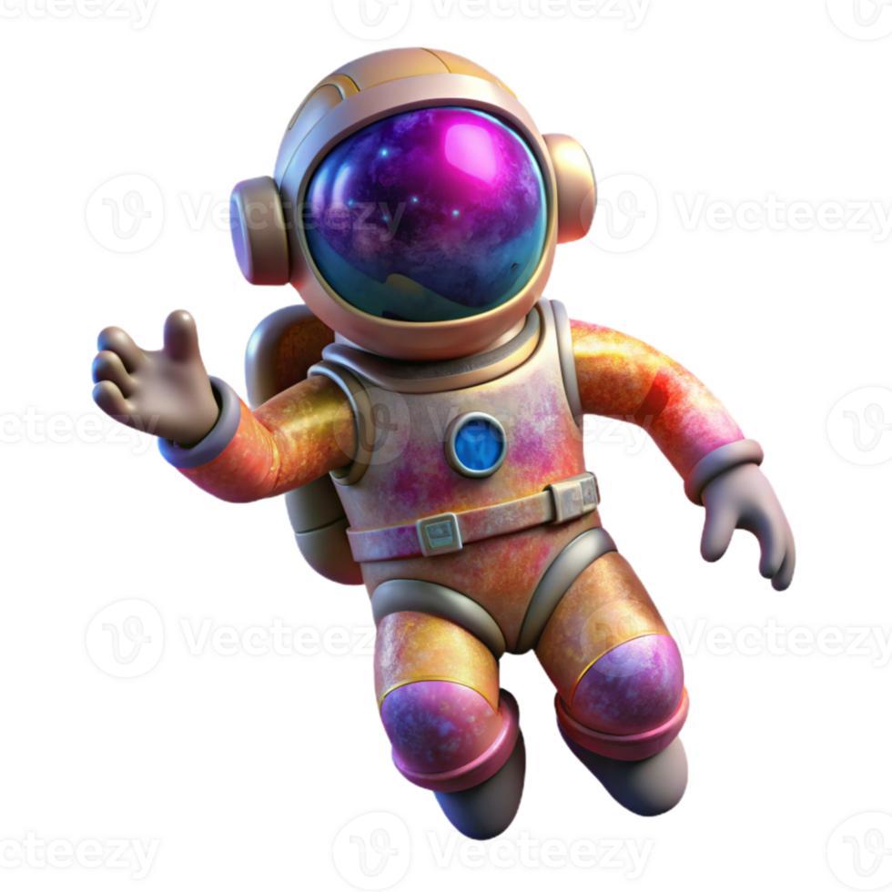 vibrant abstract Astronaut Floating Cutout with Colorful Nebula authentic png