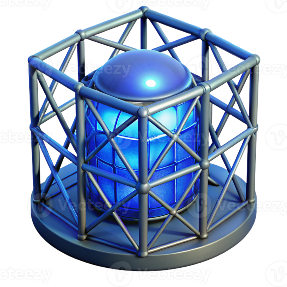 stunning rustic Astral Scaffold Isolated Illuminated Blue Grid genuine png
