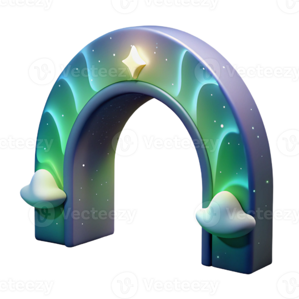 vibrant rustic Aurora Arch Cutout Night Sky Starry Background premium png