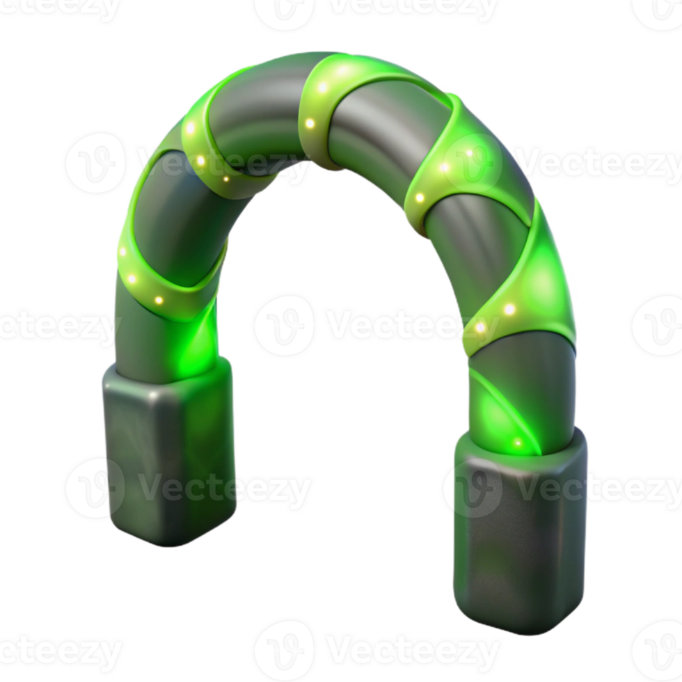 wonderful abstract Auroral Arch Cutout Isolated Green Light Streamers Transparent Background genuine png