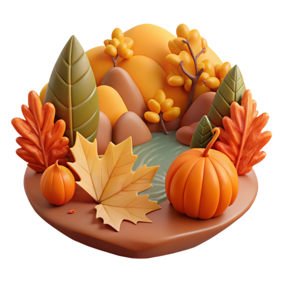 beautiful abstract Autumn Lake Foliage Cutout Transparent Background Element high quality png