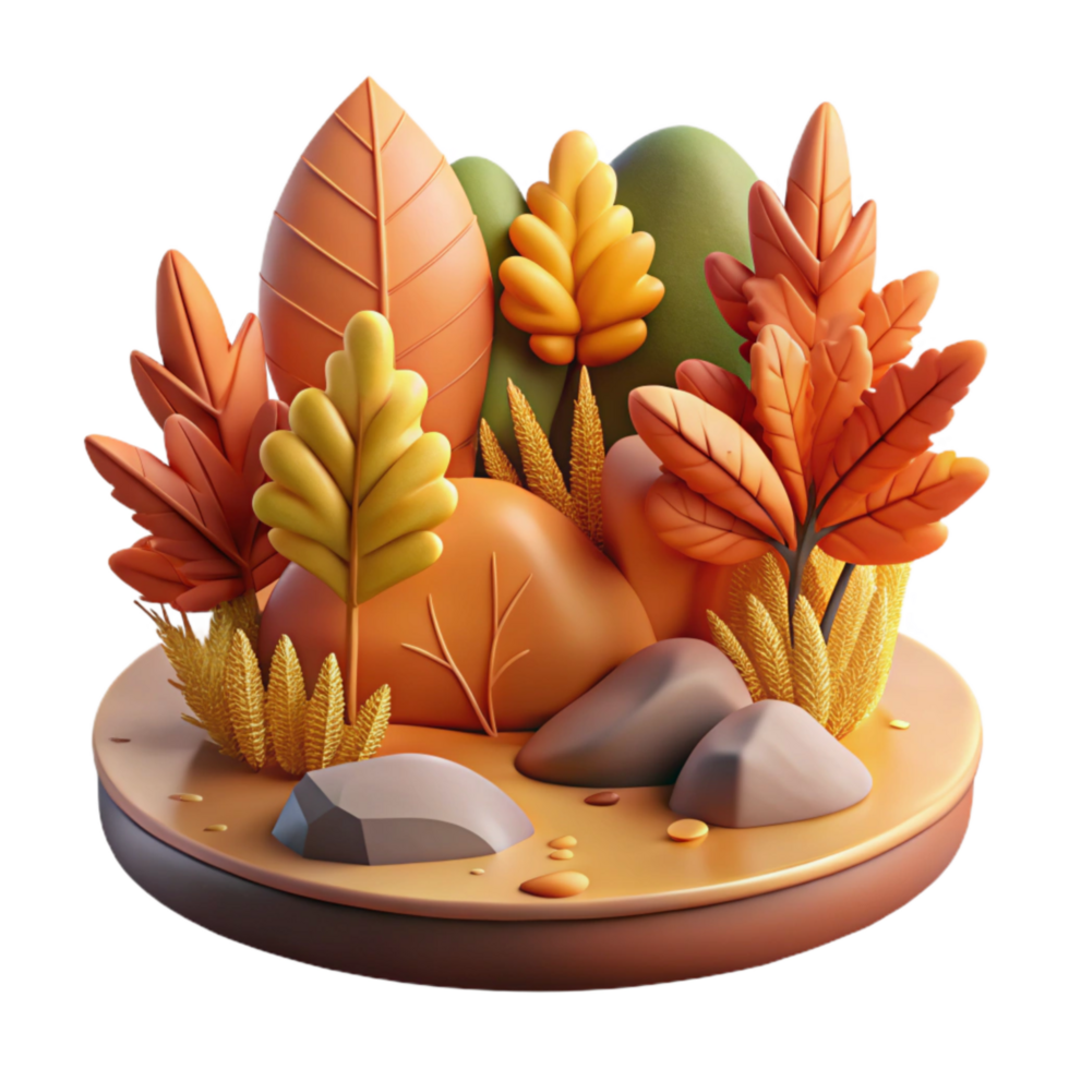 vibrant creative Autumn Lake Foliage Cutout Transparent Background Element png