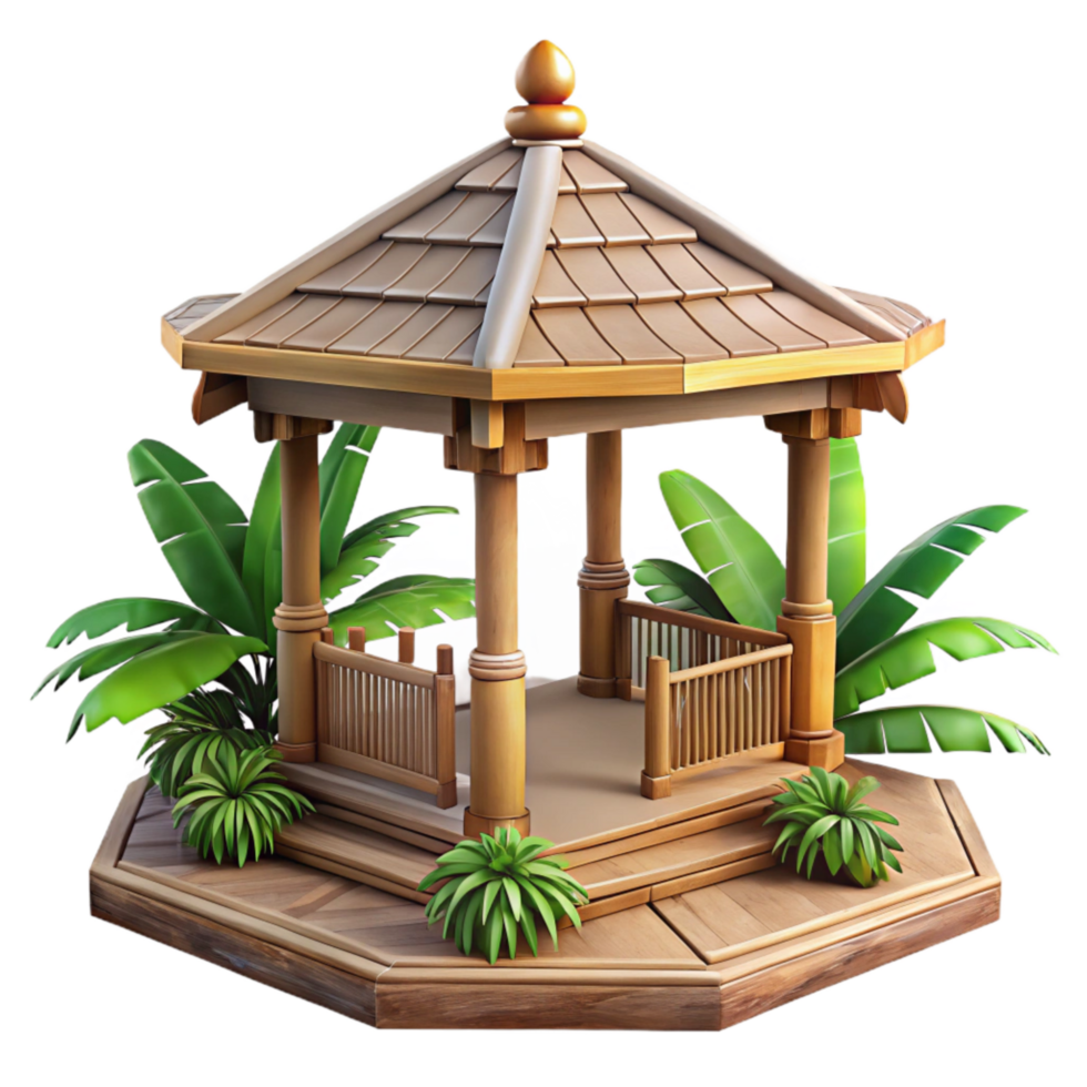extraordinary creative Balinese Sundowner Gazebo Isolated Tropical Paradise high resolution png