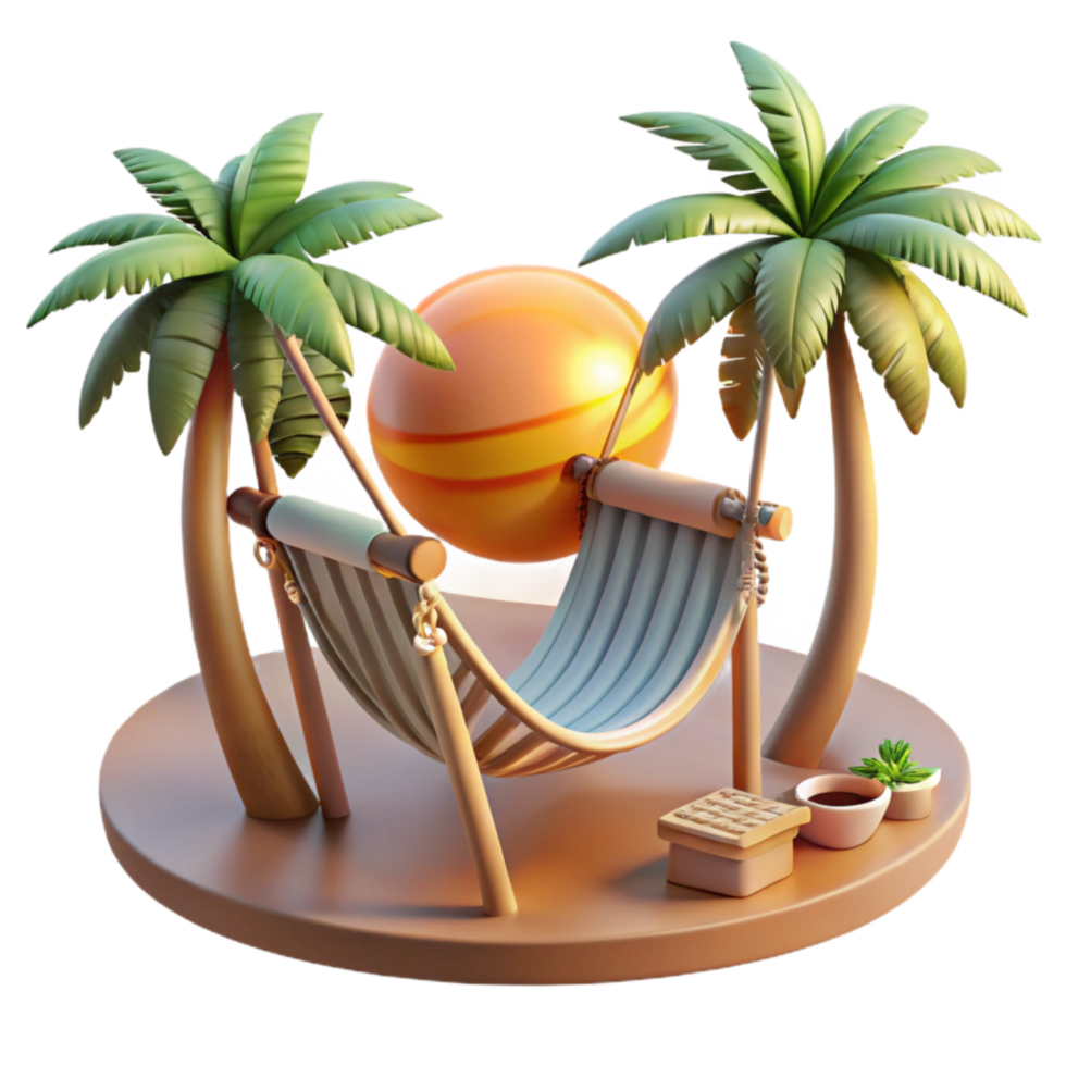 stunning creative Beach Hammock at Sunset Isolated Relaxing Scene png