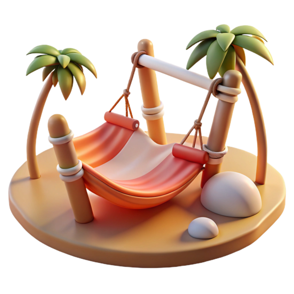 serene contemporary Beach Hammock at Sunset Isolated Relaxing Scene genuine png