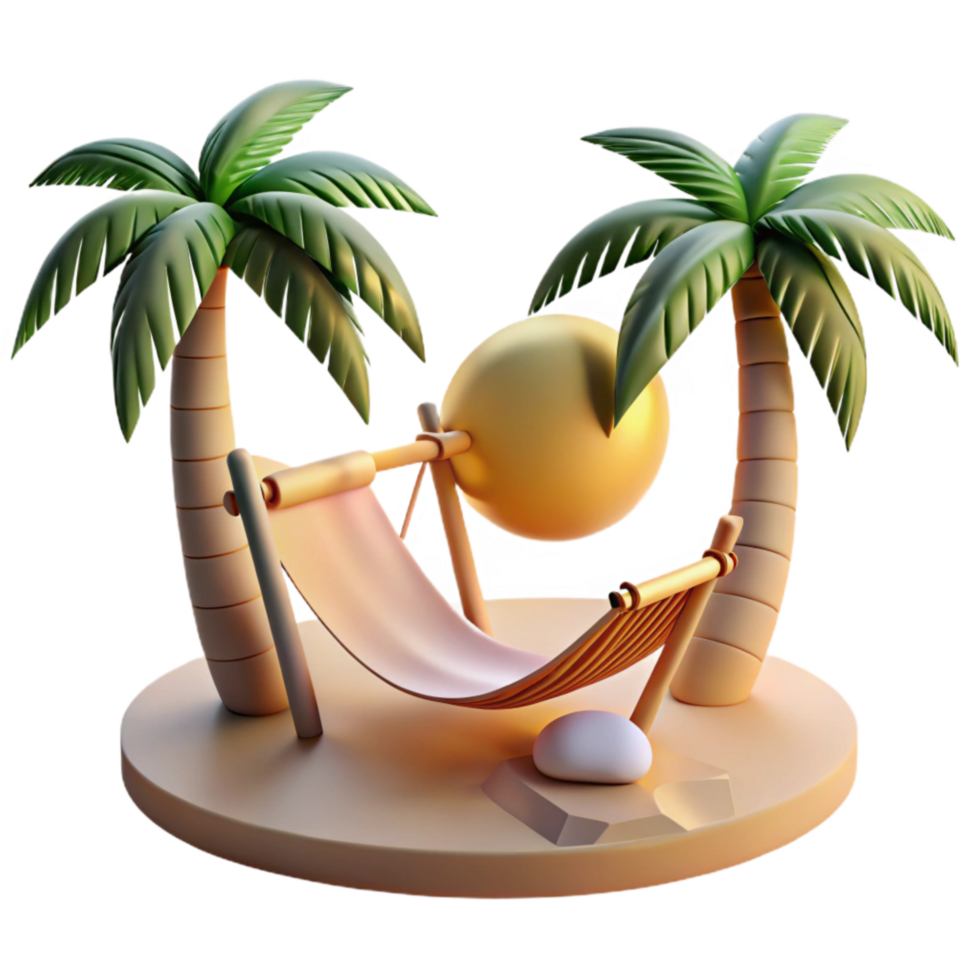 beautiful traditional Beach Hammock at Sunset Isolated Relaxing Scene exclusive png