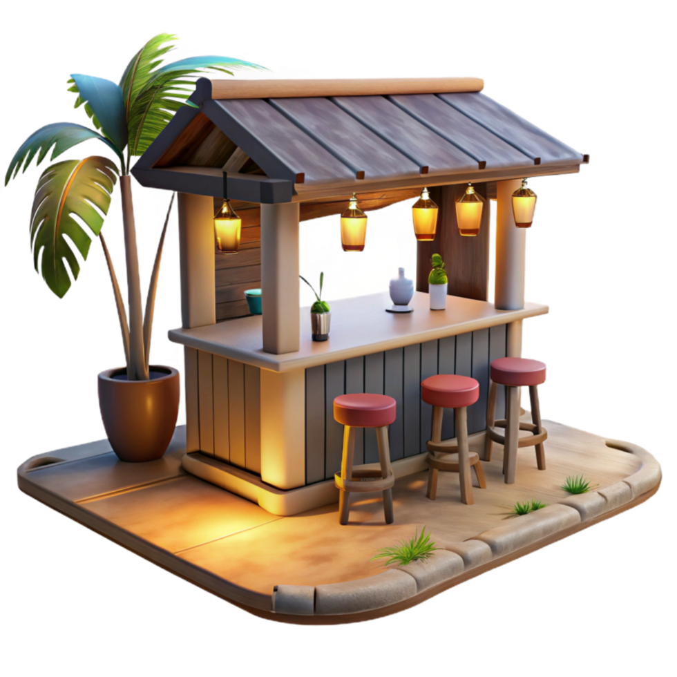beautiful abstract Beachfront Sundowner Bar Transparent Background Evening Ambiance original png