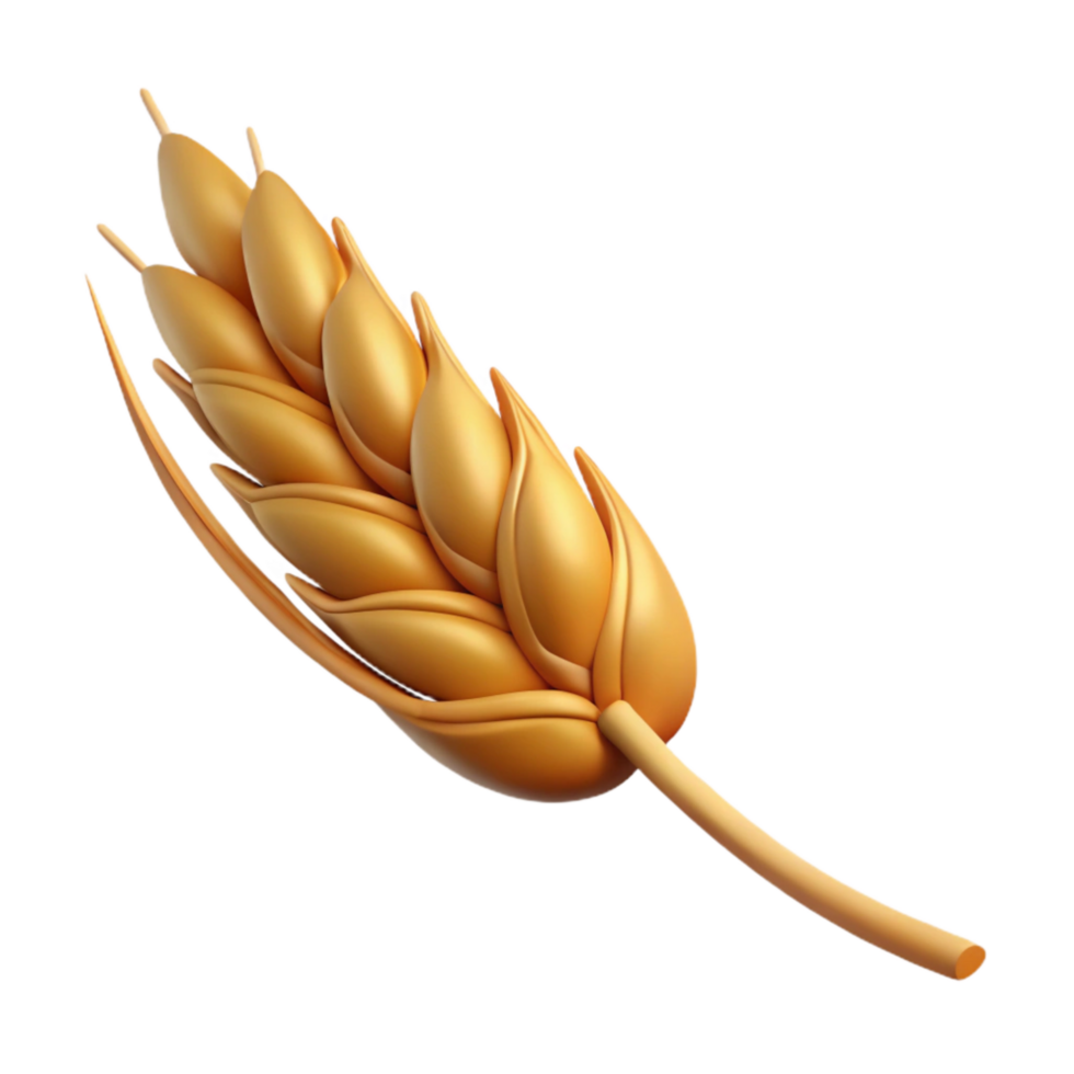 magnificent minimalist Bending Wheat Stalk Cutout Golden Brown Isolated premium png