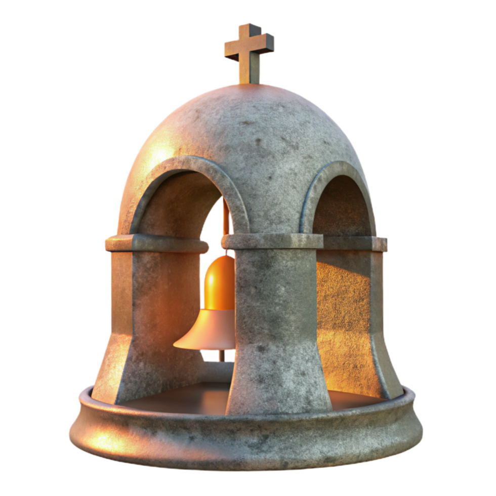 dramatic classic Bell Tower Silhouette Transparent Background Sunset Hues high resolution png