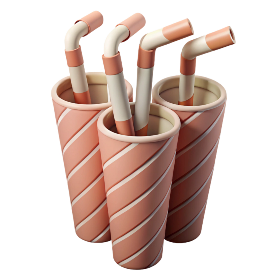 impressive rustic Biodegradable Straws Set Angled View Transparent Background detailed png