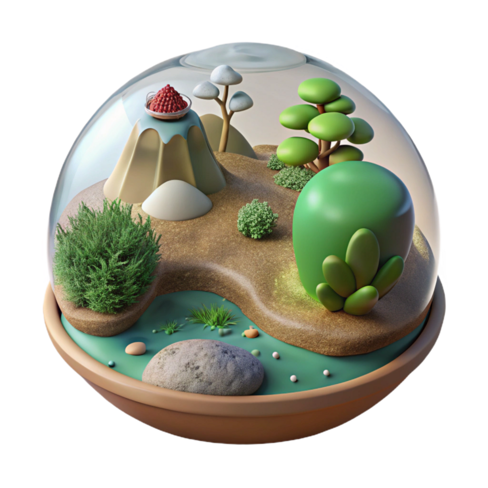 serene artistic Bio Engineered Ecosystem Isolated Balanced Environment Transparent Background professional png