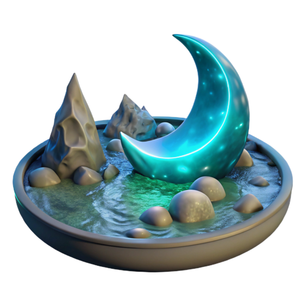 dramatic rustic Bioluminescent Bay Cutout Moonlit Waters professional png