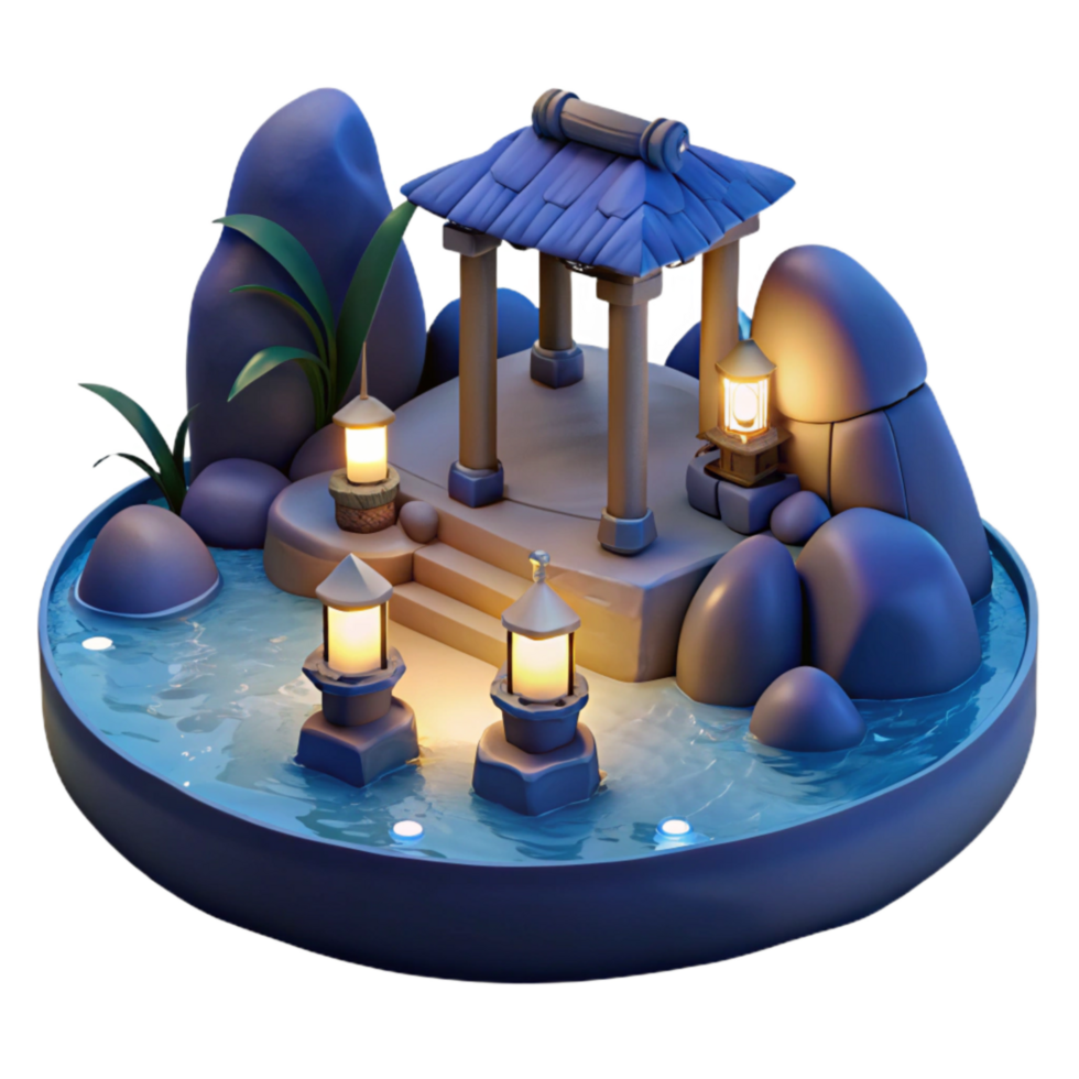 beautiful vintage Bioluminescent Bay Cutout Moonlight Reflection premium png