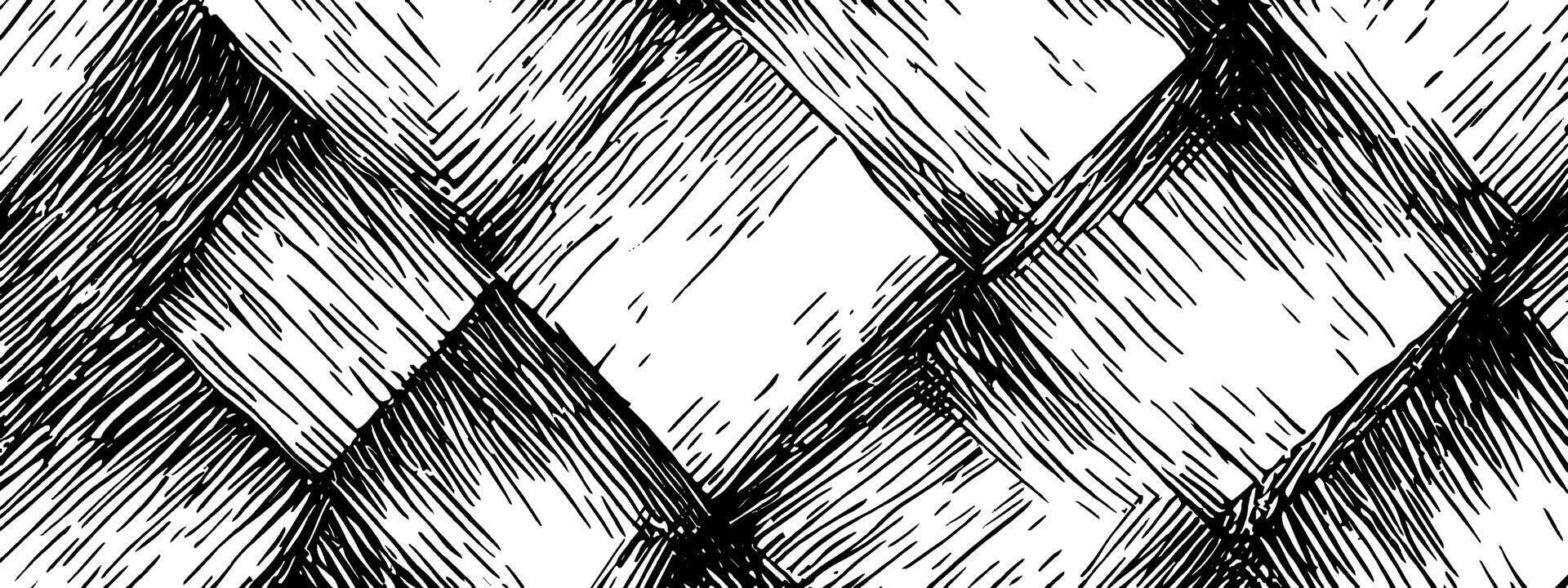 Vintage woodcut design featuring intricate overlapping diamond patterns in black and white vector