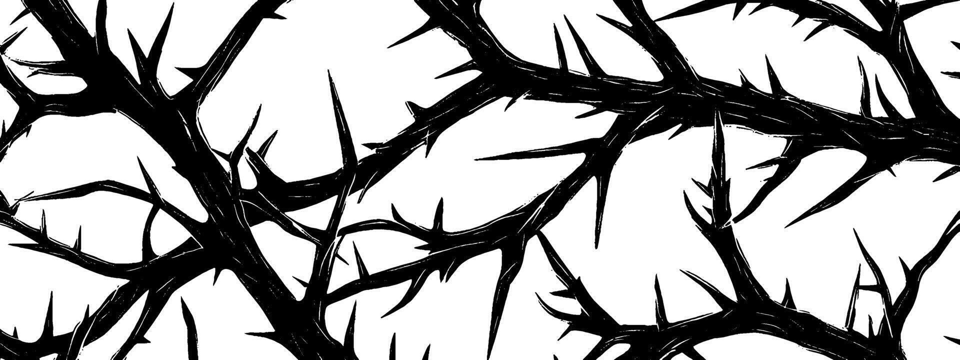 Vintage woodcut illustration showcasing intricate details of a spiky thorny branche vector