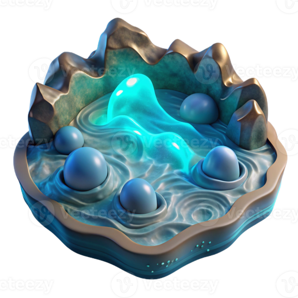 serene rustic Bioluminescent Bay Waves Cutout Transparent Background detailed png
